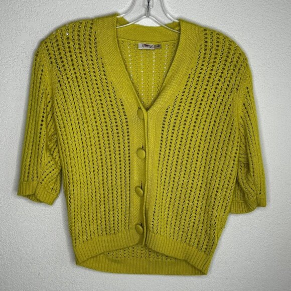 Faherty Sweater Cardigan Womens Small Acklin Cashmere Wool Blend Open Knit S - Picture 1 of 9